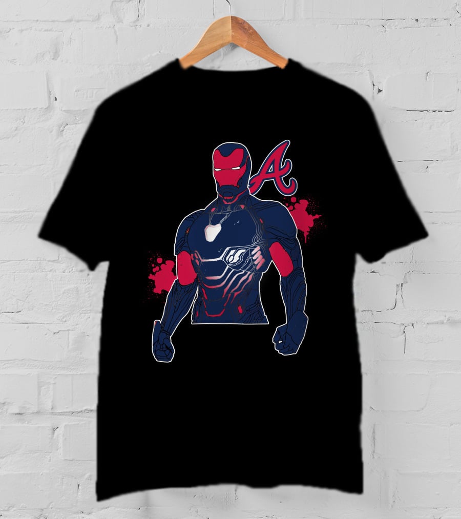 Iron Man Braves Collaboration Featuring Iconic Armor And Baseball T-Shirt