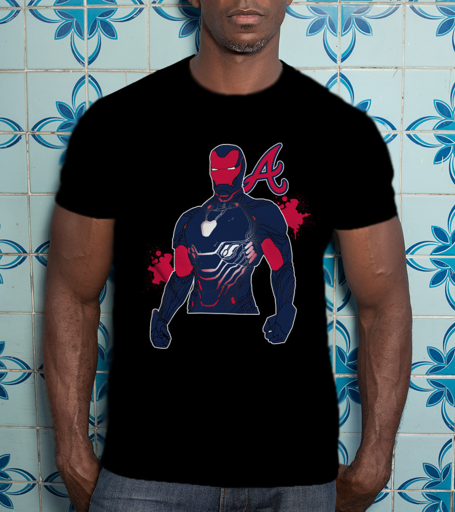 Iron Man Braves Collaboration Featuring Iconic Armor And Baseball T-Shirt