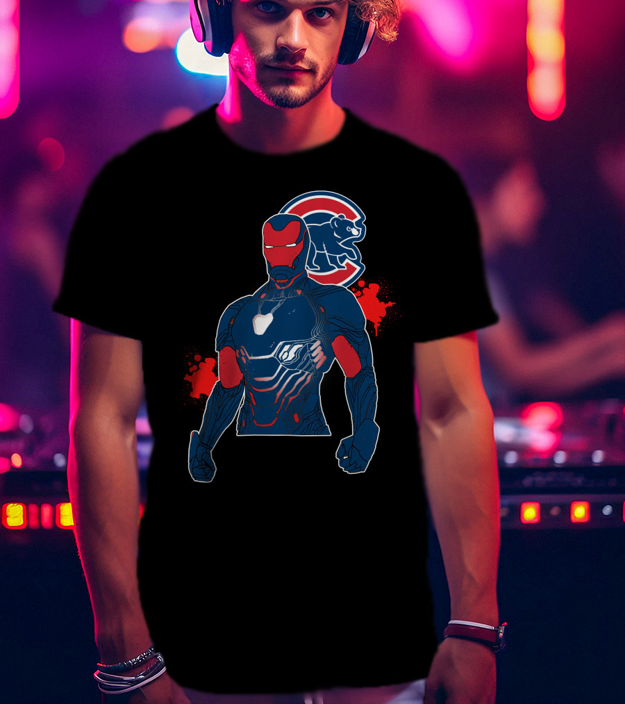 Iron Man Meets Chicago Cubs Crossover T-Shirt