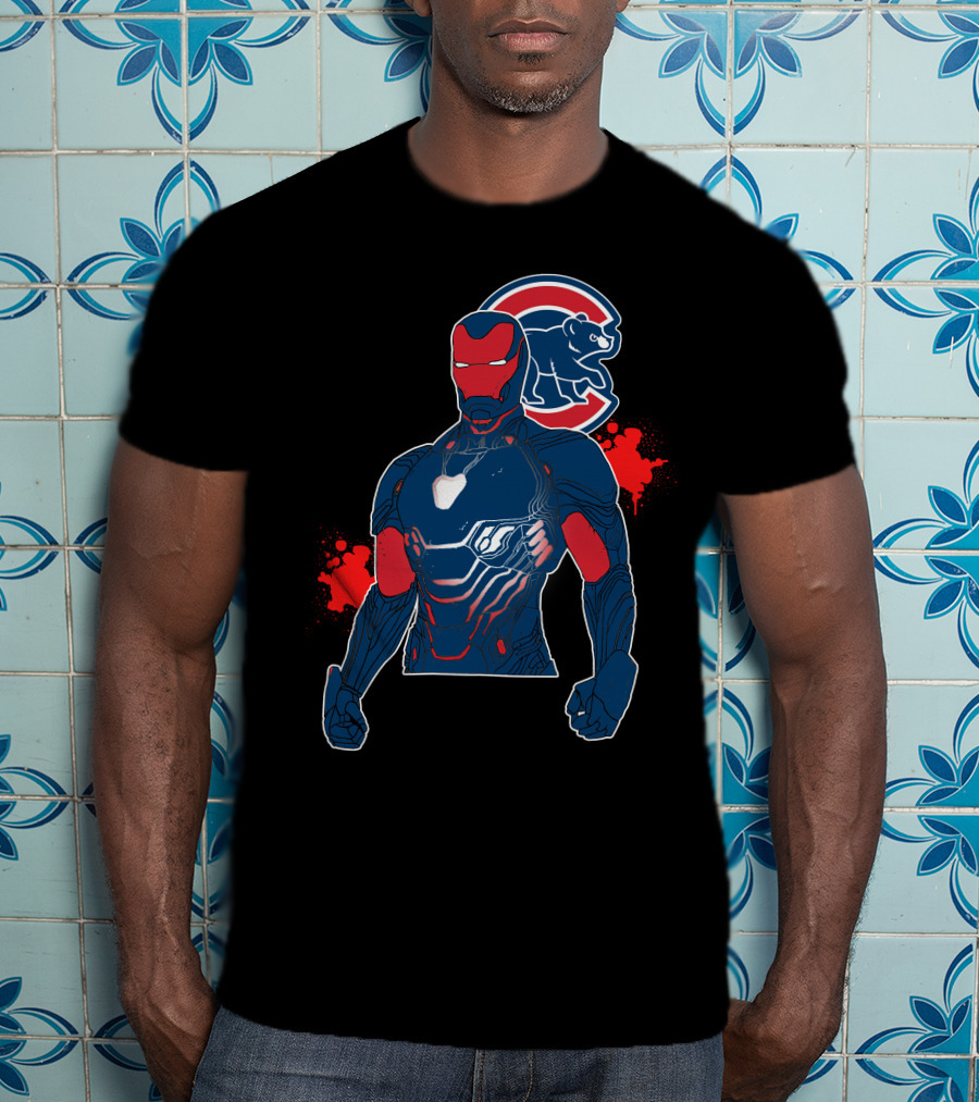 Iron Man Meets Chicago Cubs Crossover T-Shirt