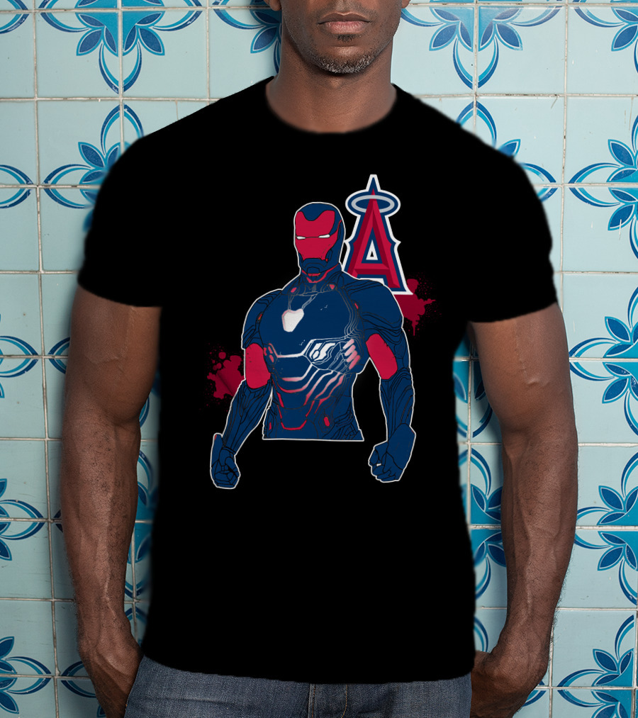 Iron Man Suit With Los Angeles Angels Halo T-Shirt
