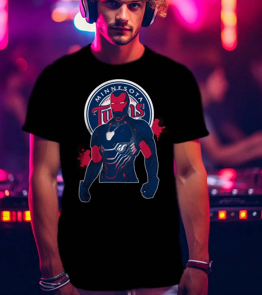 Iron Man Minnesota Twins Collaboration Cross-Over T-Shirt