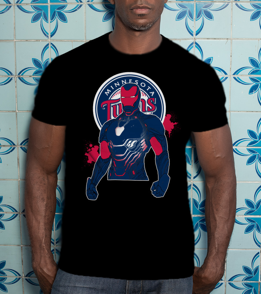 Iron Man Minnesota Twins Collaboration Cross-Over T-Shirt