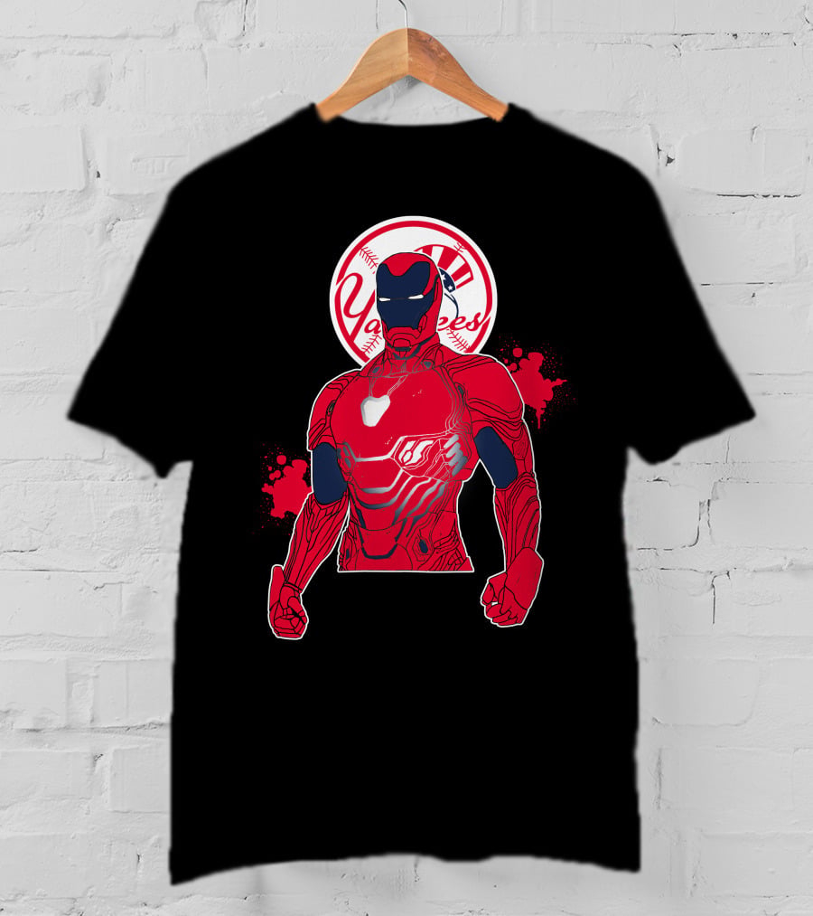 Iron Man New York Yankees Crossover Marvel Avengers Yankees Baseball Theme T-Shirt