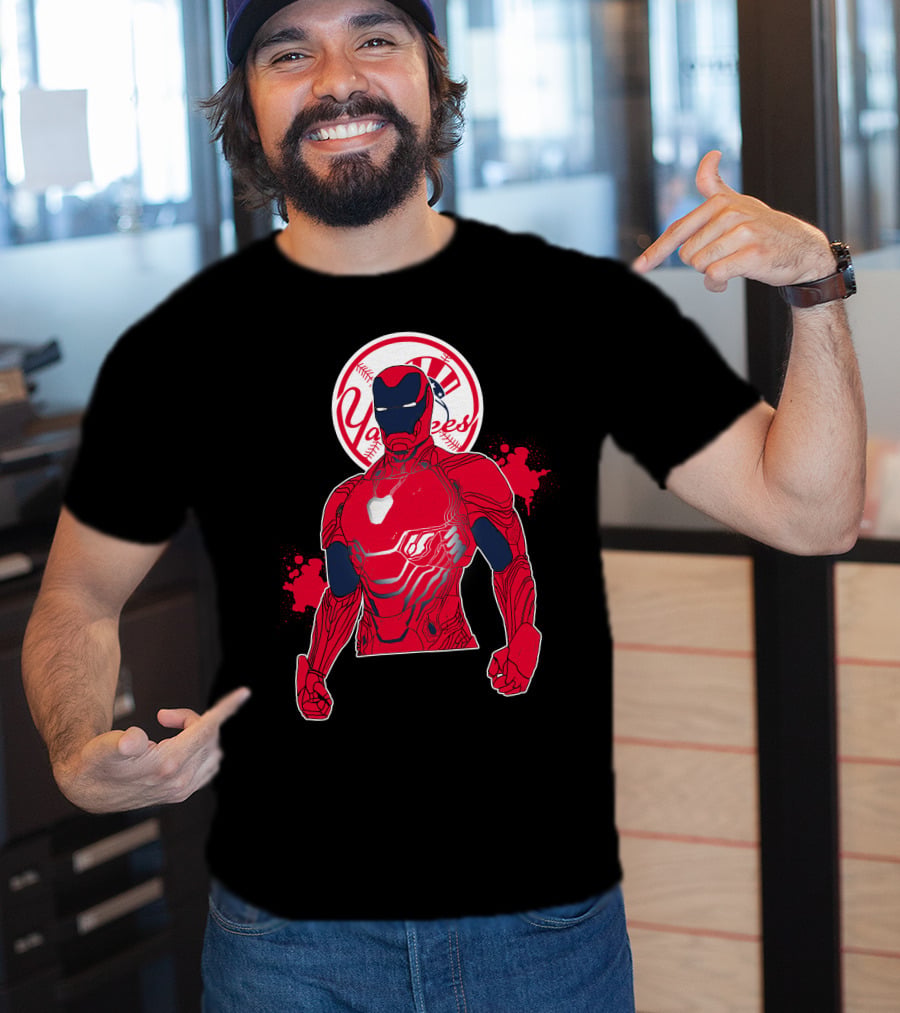 Iron Man New York Yankees Crossover Marvel Avengers Yankees Baseball Theme T-Shirt