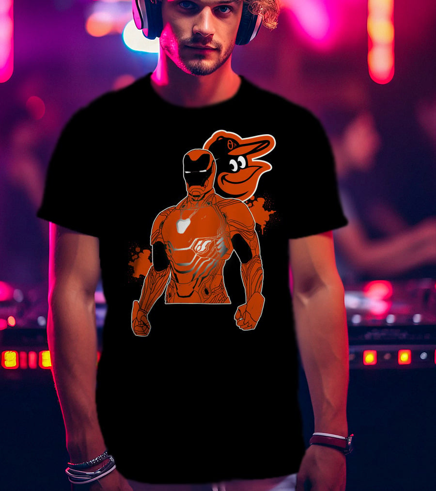 Iron Man And Baltimore Orioles Mashup T-Shirt