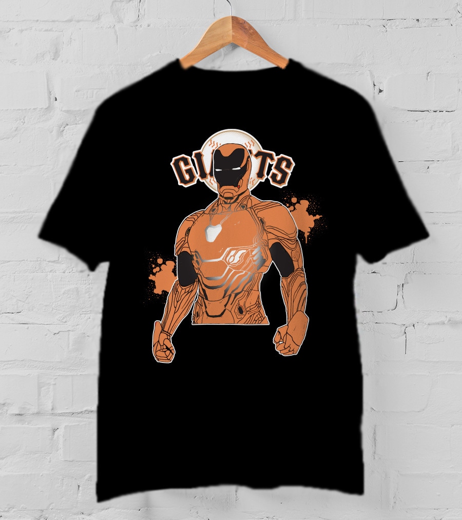 Iron Man Giants Mashup San Francisco Giants Orange And Black Superhero Crossover T-Shirt