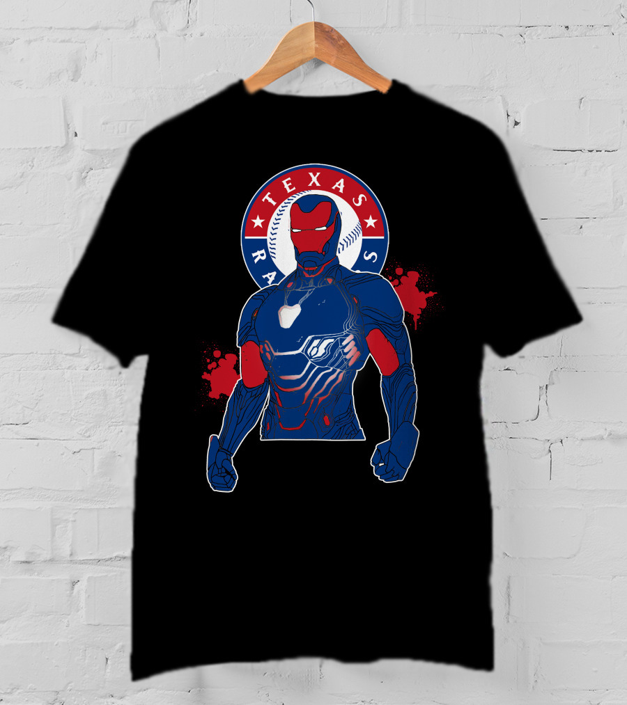 Iron Man Texas Rangers Baseball Fusion T-Shirt