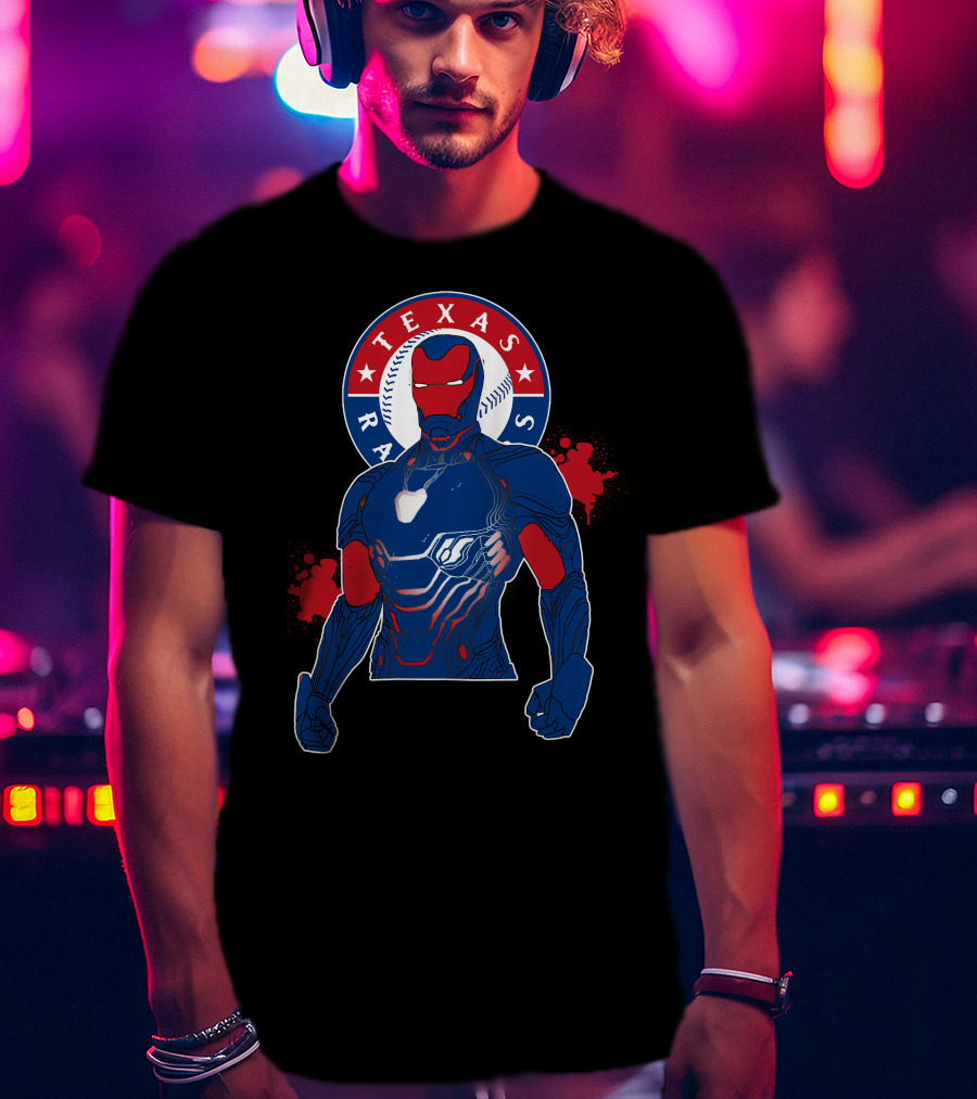 Iron Man Texas Rangers Baseball Fusion T-Shirt