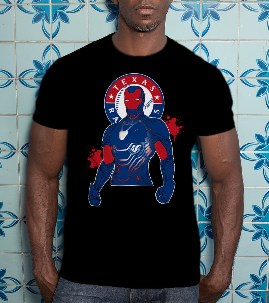 Iron Man Texas Rangers Baseball Fusion T-Shirt