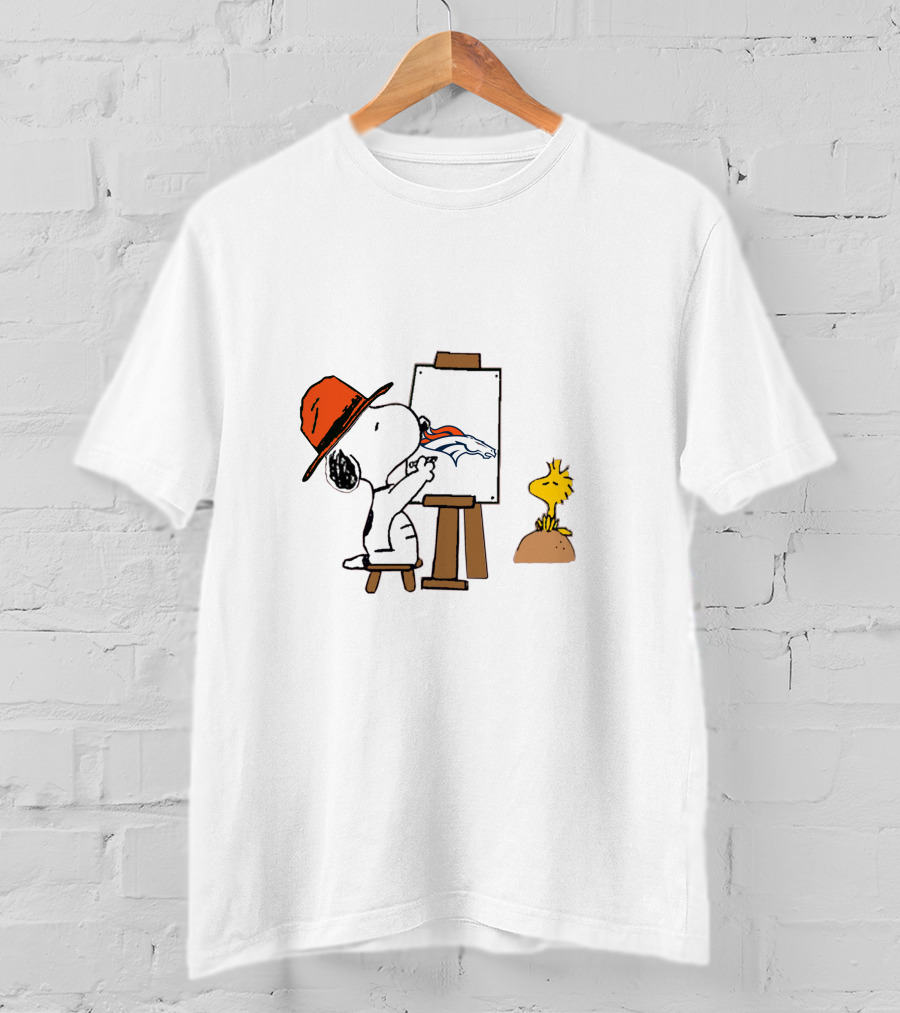 Broncos Snoopy Painting Nfl Team Logo With Woodstock T-Shirt