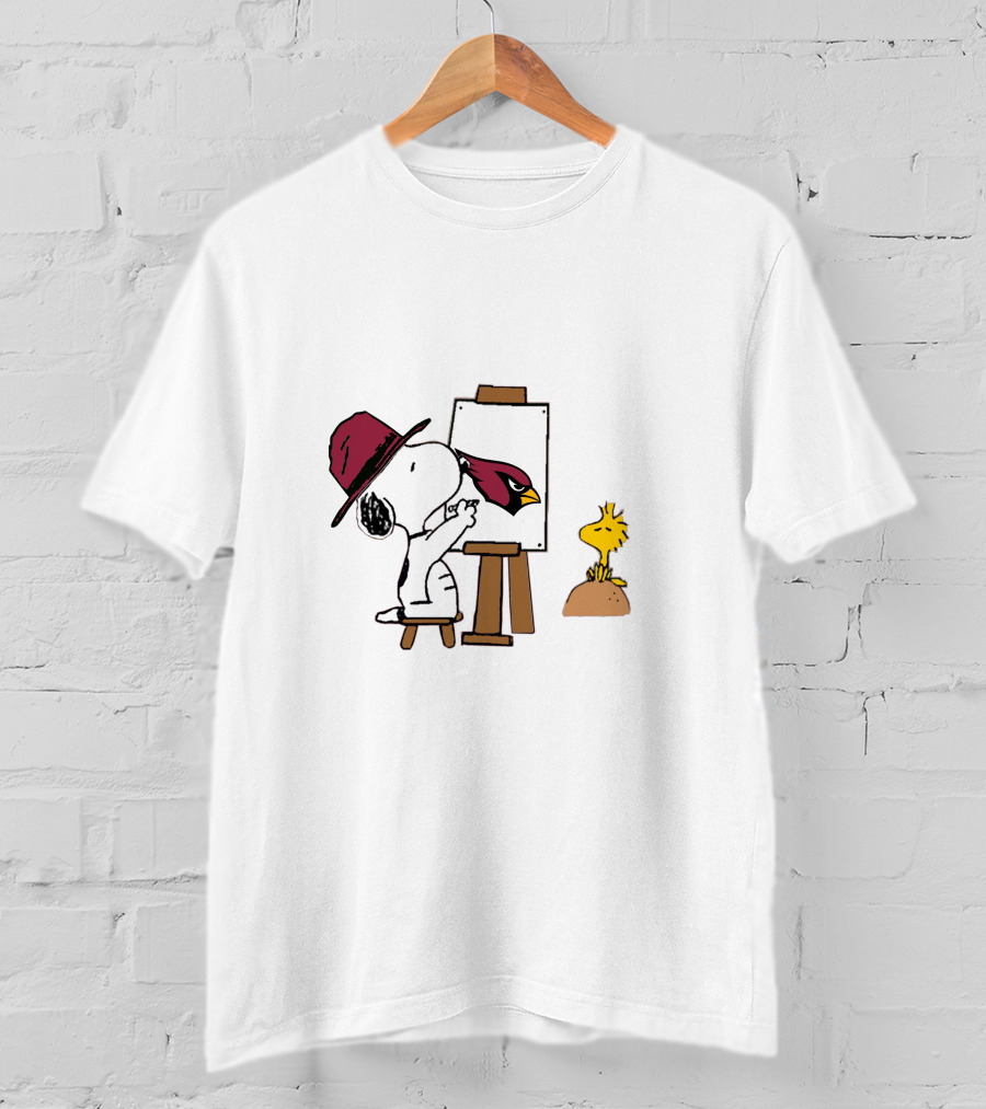 Cardinals Snoopy Painting With Woodstock T-Shirt