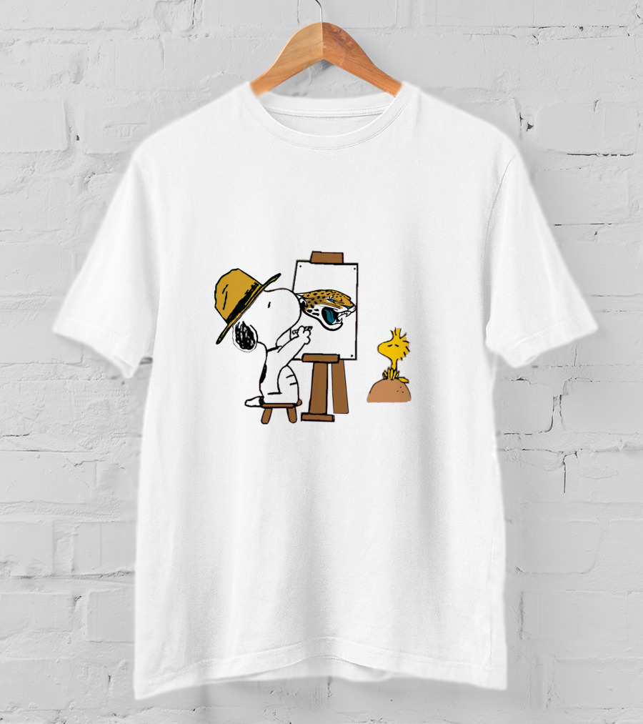 Jacksonville Jaguars Snoopy Woodstock Painting T-Shirt