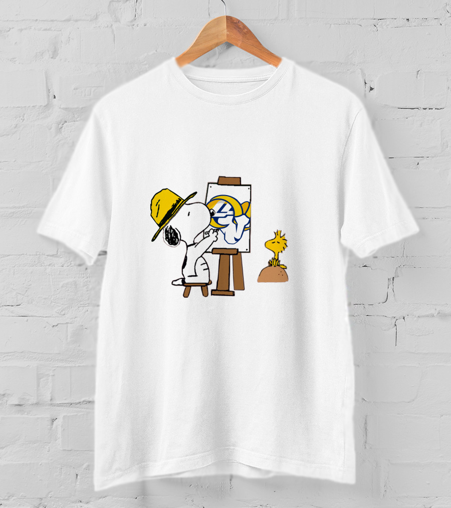 Los Angeles Rams Snoopy Painting With Woodstock T-Shirt