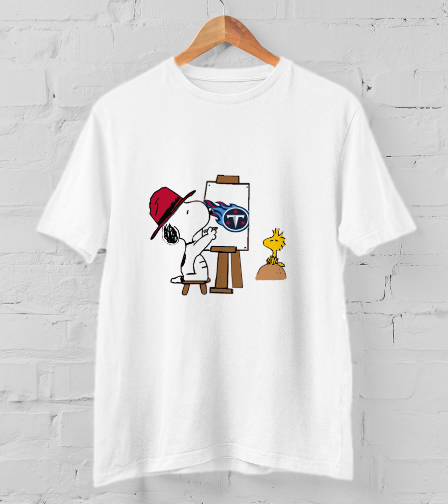 Titans Snoopy Painting With Football T-Shirt