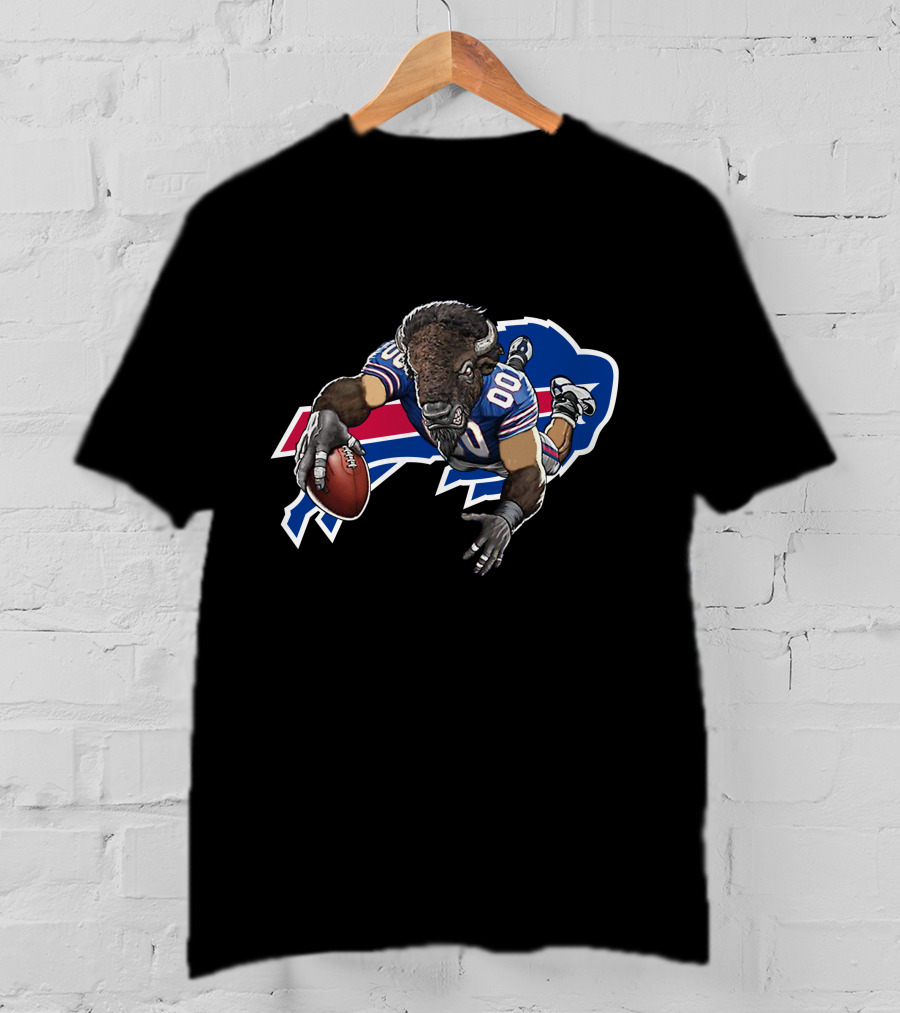Buffalo Bills Bison Mascot Diving For Touchdown T-Shirt