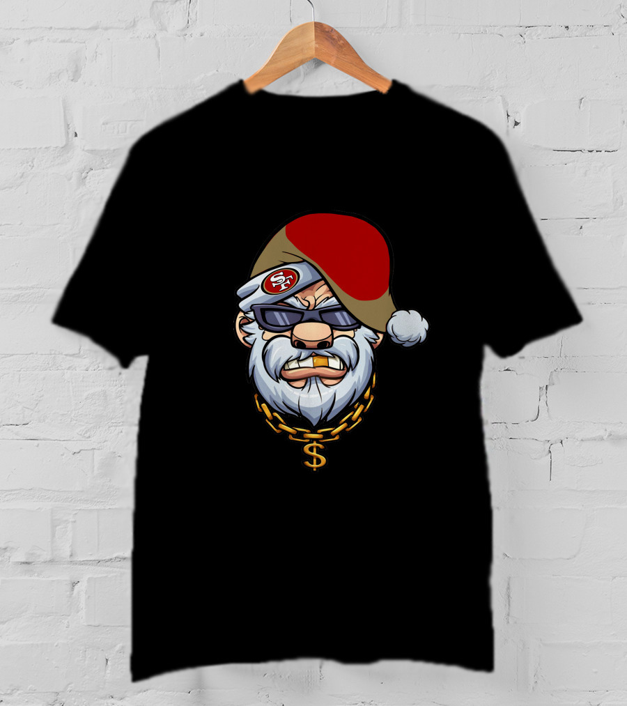 49ers Santa Gangster Chains And Shades T-Shirt