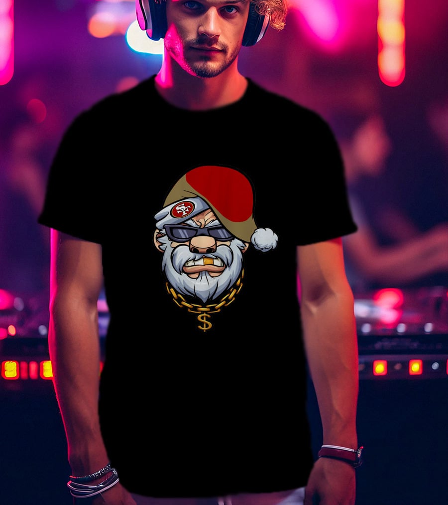 49ers Santa Gangster Chains And Shades T-Shirt