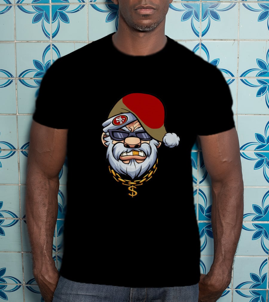 49ers Santa Gangster Chains And Shades T-Shirt