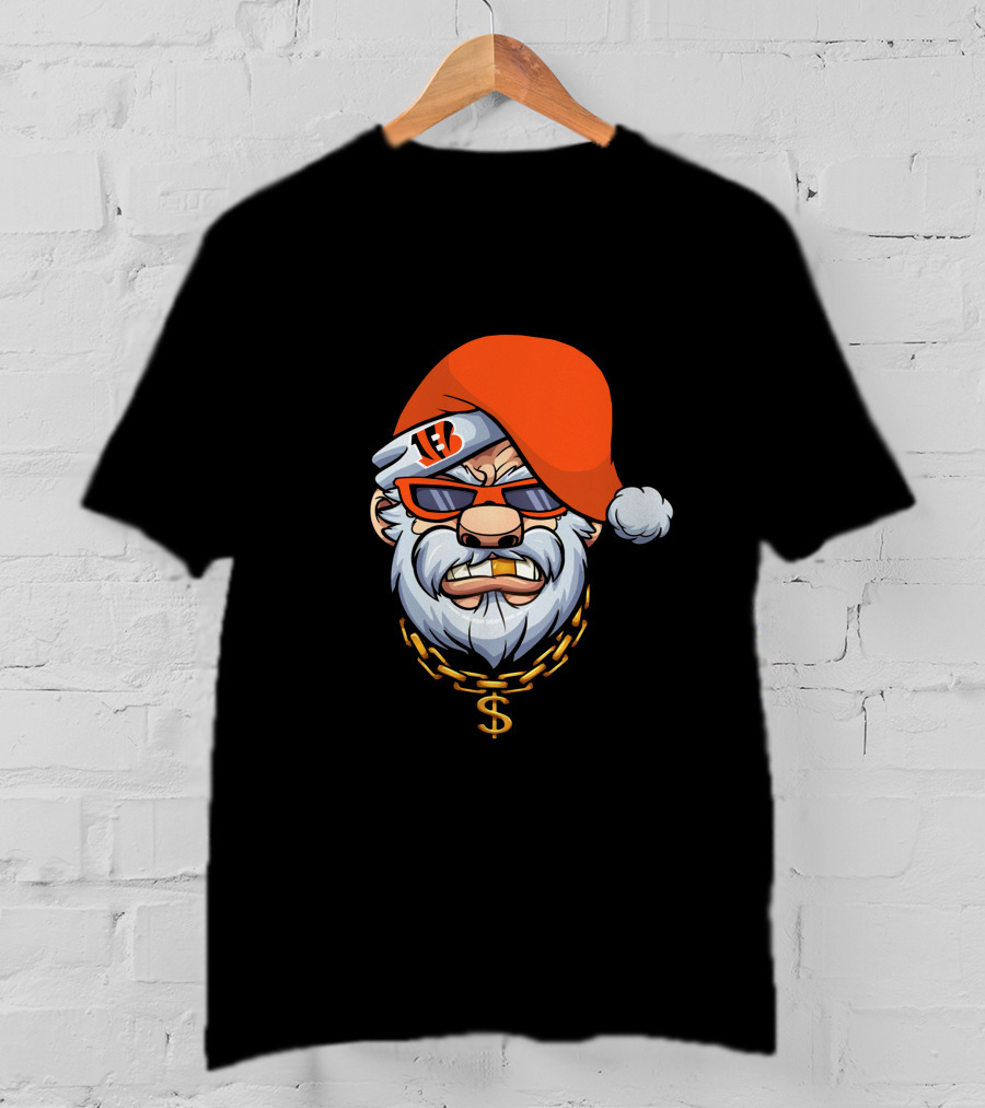 Bengals Santa Cool Shades And Chain T-Shirt
