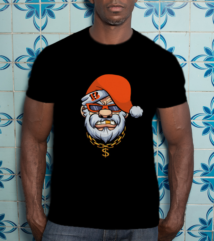 Bengals Santa Cool Shades And Chain T-Shirt