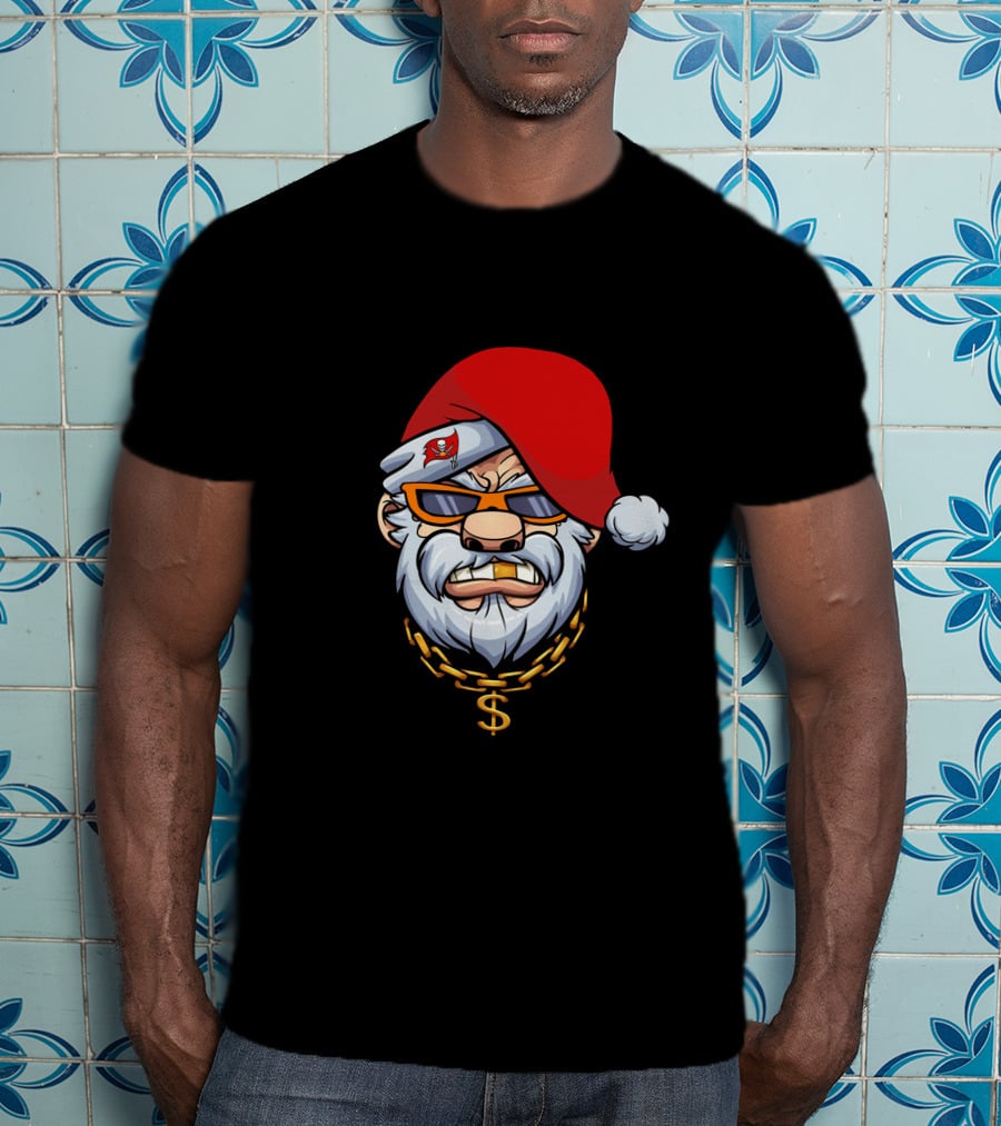 Buccaneers Santa With Gangster Chain And Sunglasses T-Shirt