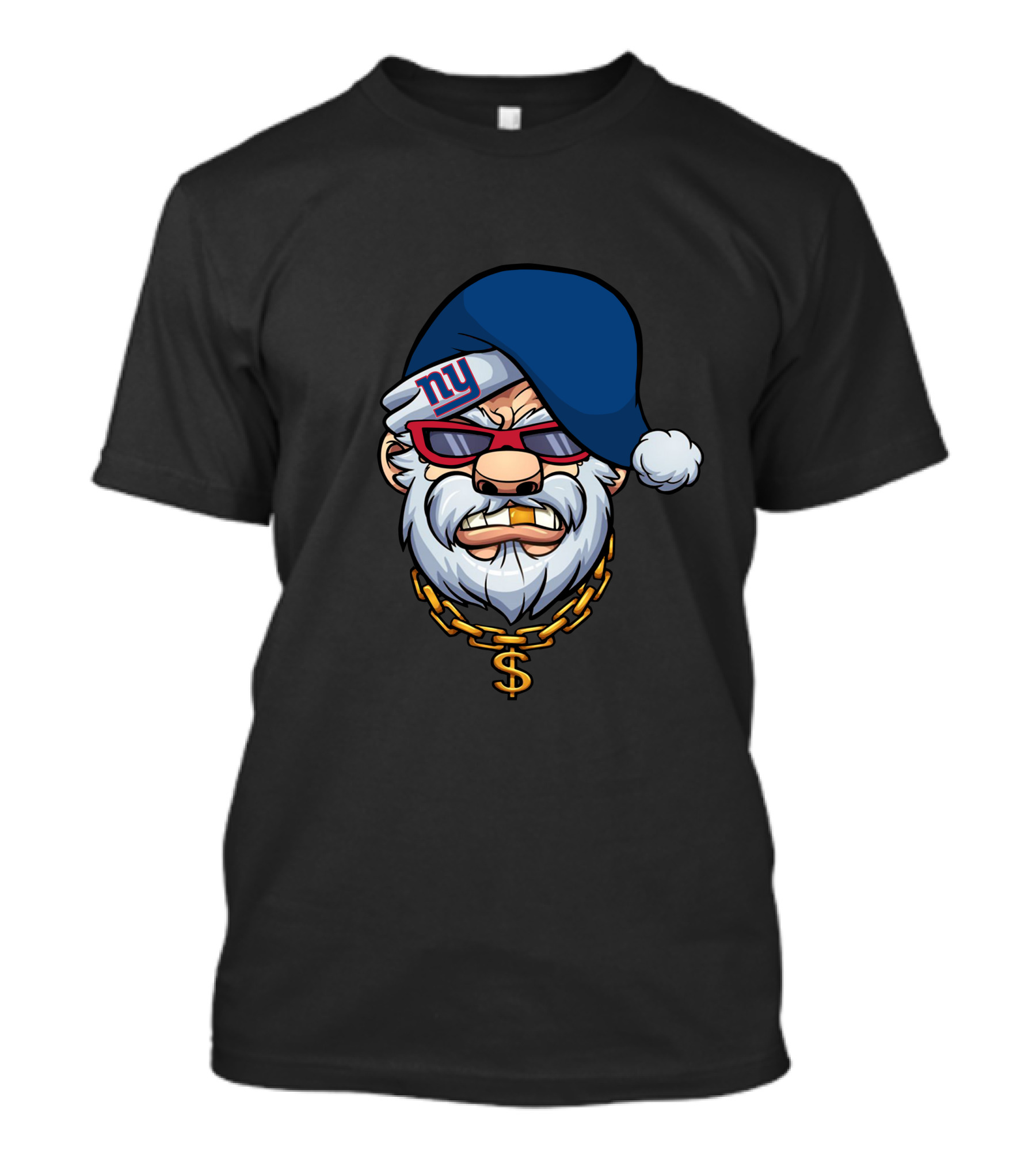 Giants Santa With Gold Chain And Gangster Style T-Shirt