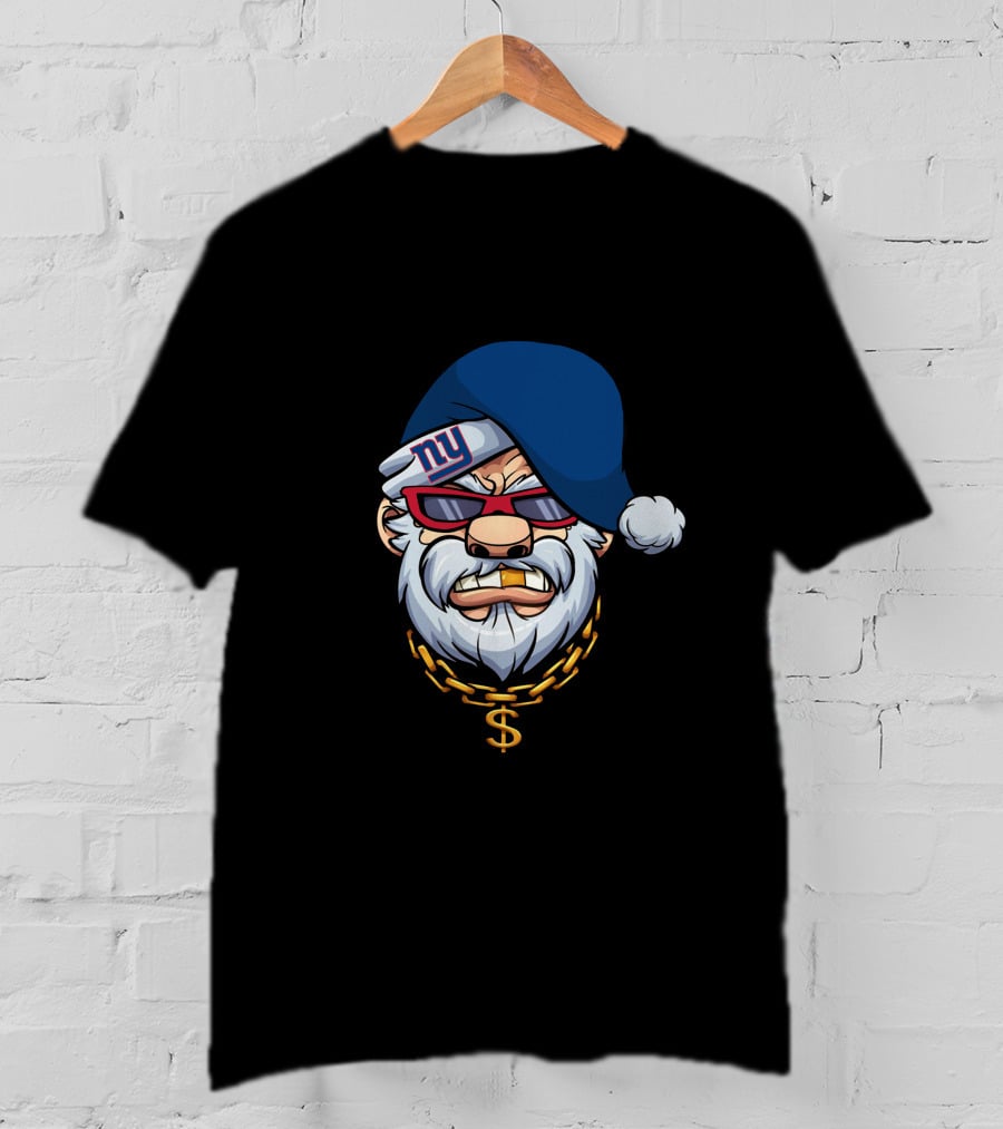 Giants Santa With Gold Chain And Gangster Style T-Shirt