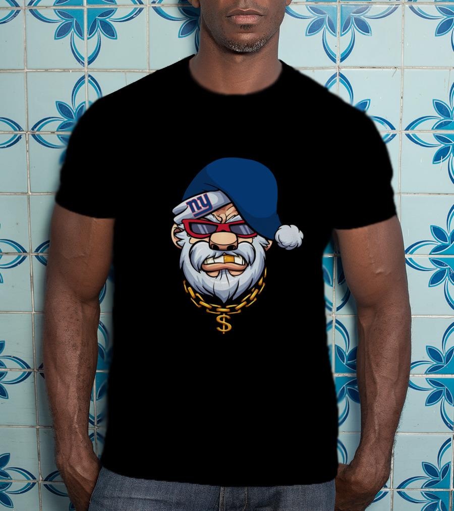 Giants Santa With Gold Chain And Gangster Style T-Shirt