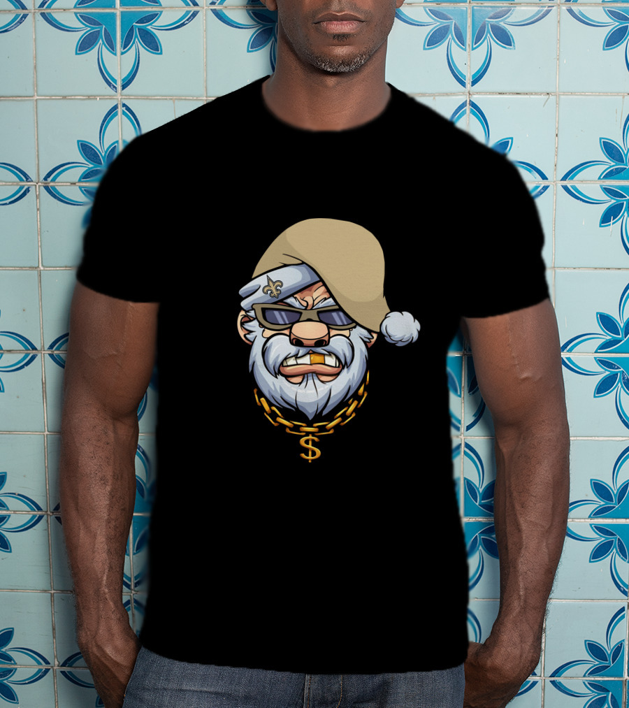 Saints Gangster Santa Fleur De Lis Chain T-Shirt