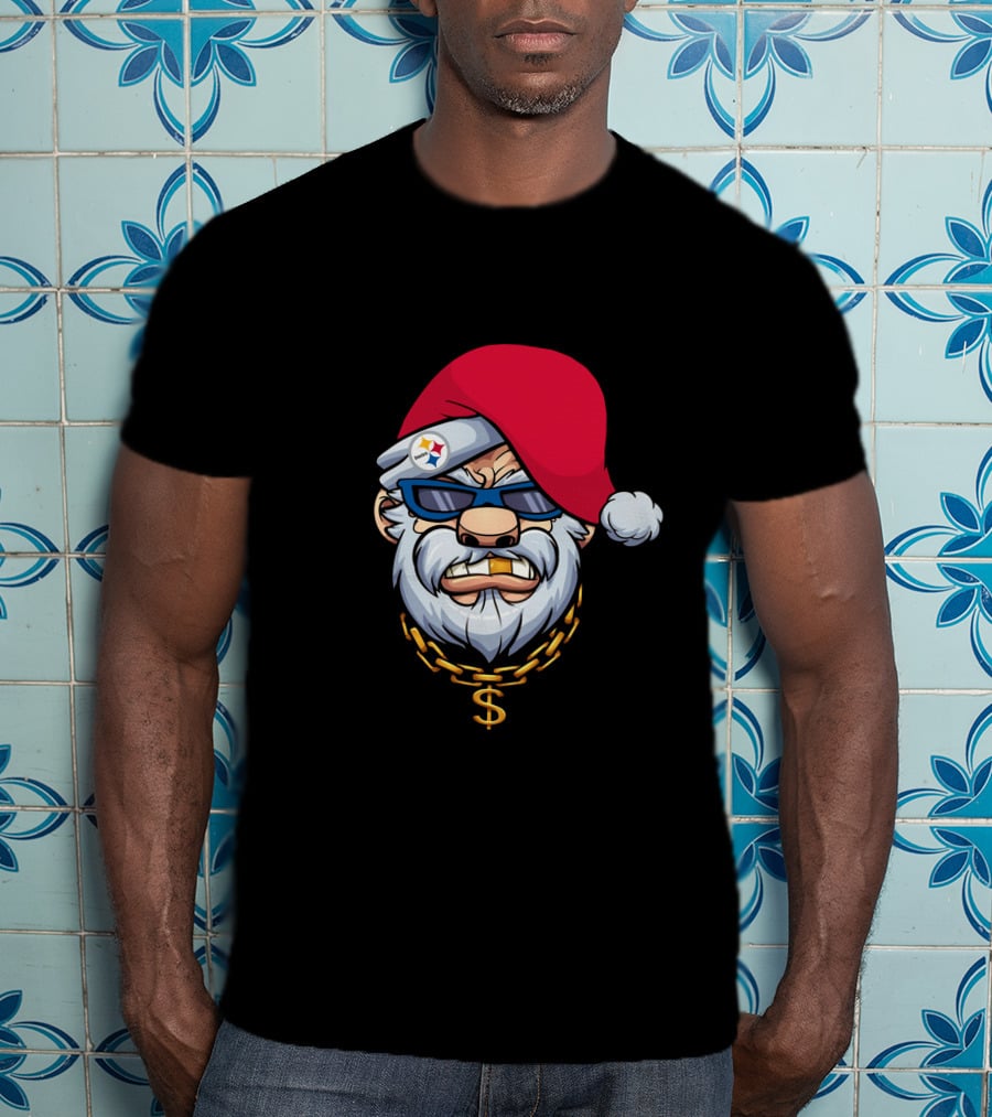 Steelers Gangster Santa Claus With Sunglasses And Gold Chain T-Shirt
