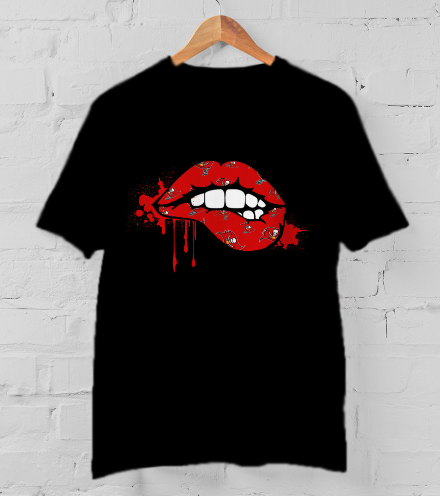 Dripping Lips Buccaneers Logo Red Splatter T-Shirt