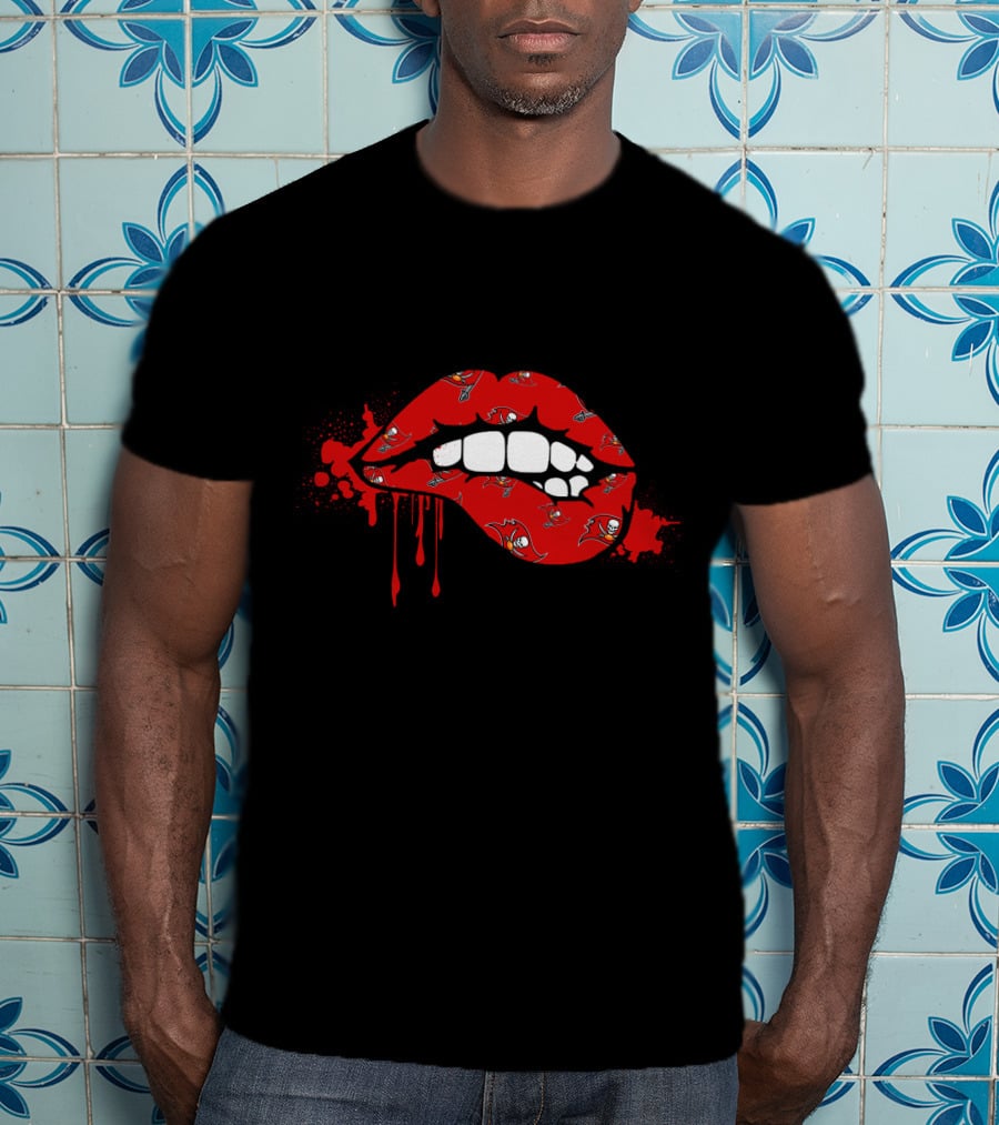 Dripping Lips Buccaneers Logo Red Splatter T-Shirt