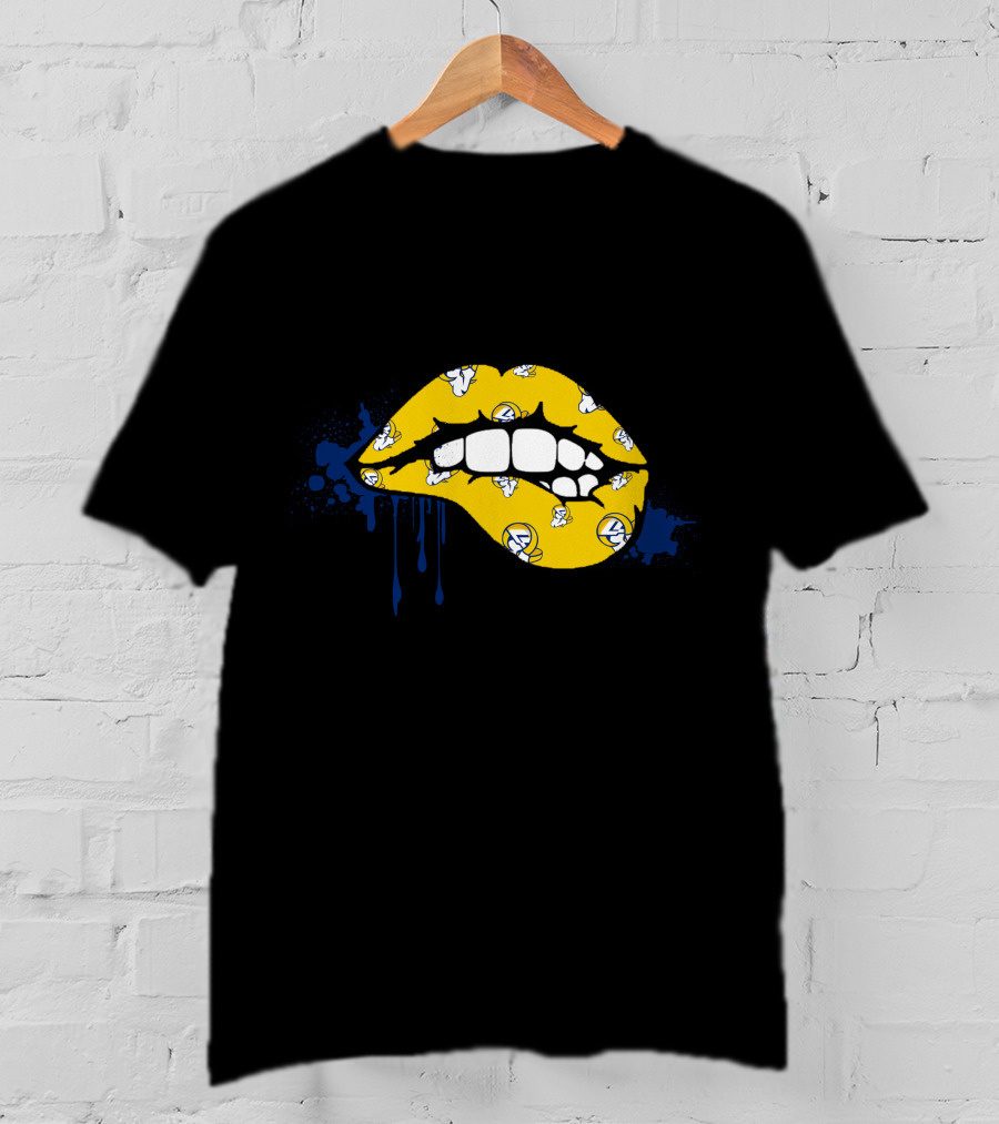 Dripping Lips Los Angeles Rams Yellow Blue Paint Splatter T-Shirt