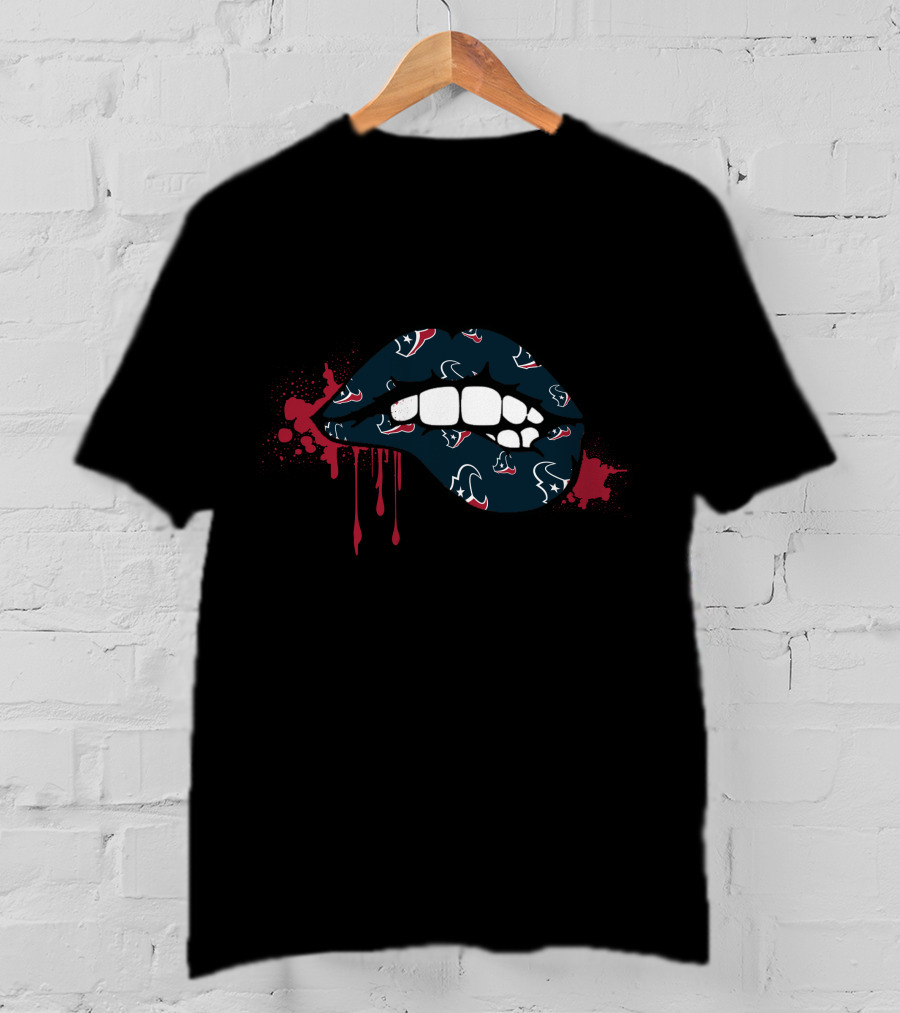 Dripping Lips With Houston Texans Logo T-Shirt