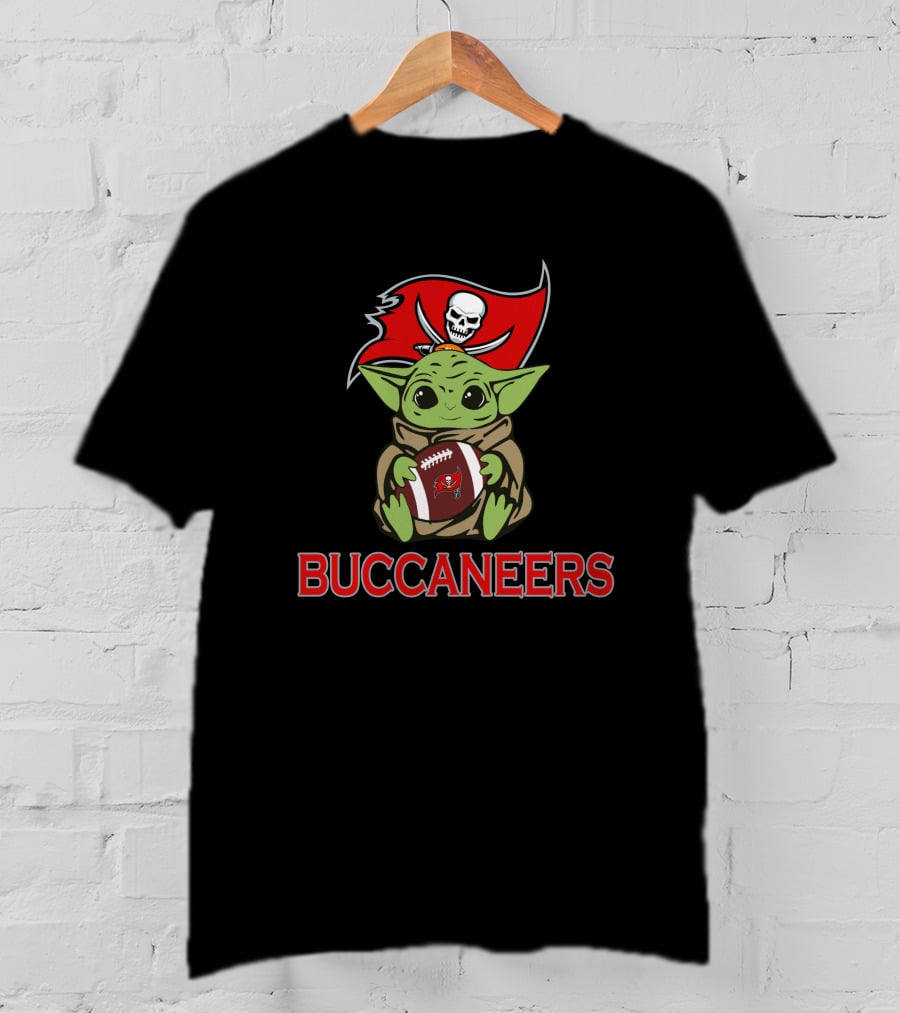Buccaneers Baby Yoda Holding Football Star Wars T-Shirt