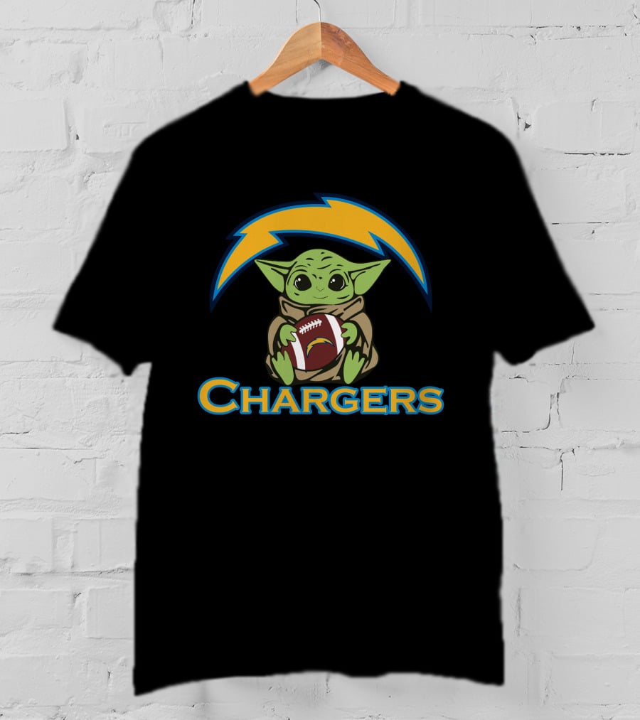 Chargers Baby Yoda Star Wars Football T-Shirt