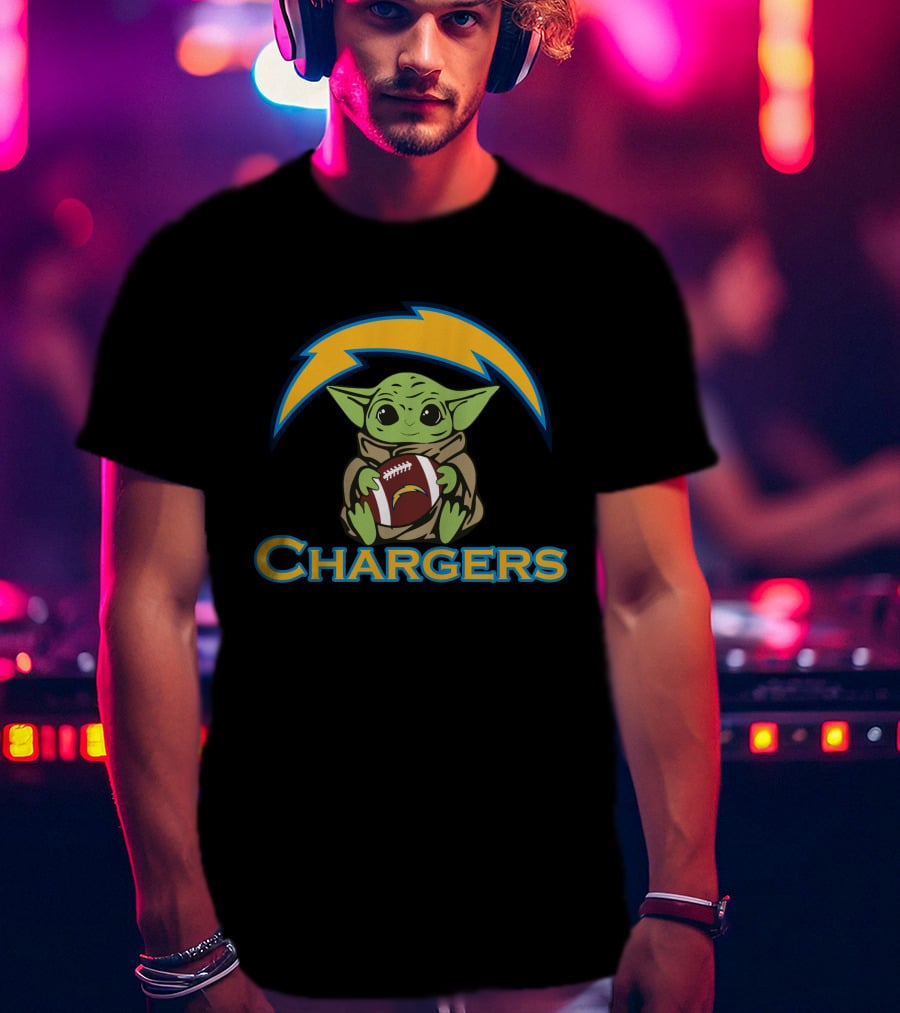 Chargers Baby Yoda Star Wars Football T-Shirt