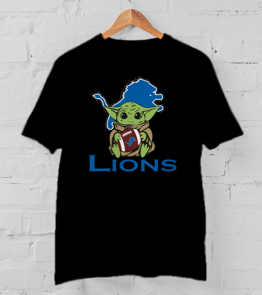 Lions Baby Yoda Football Star Wars Fan T-Shirt