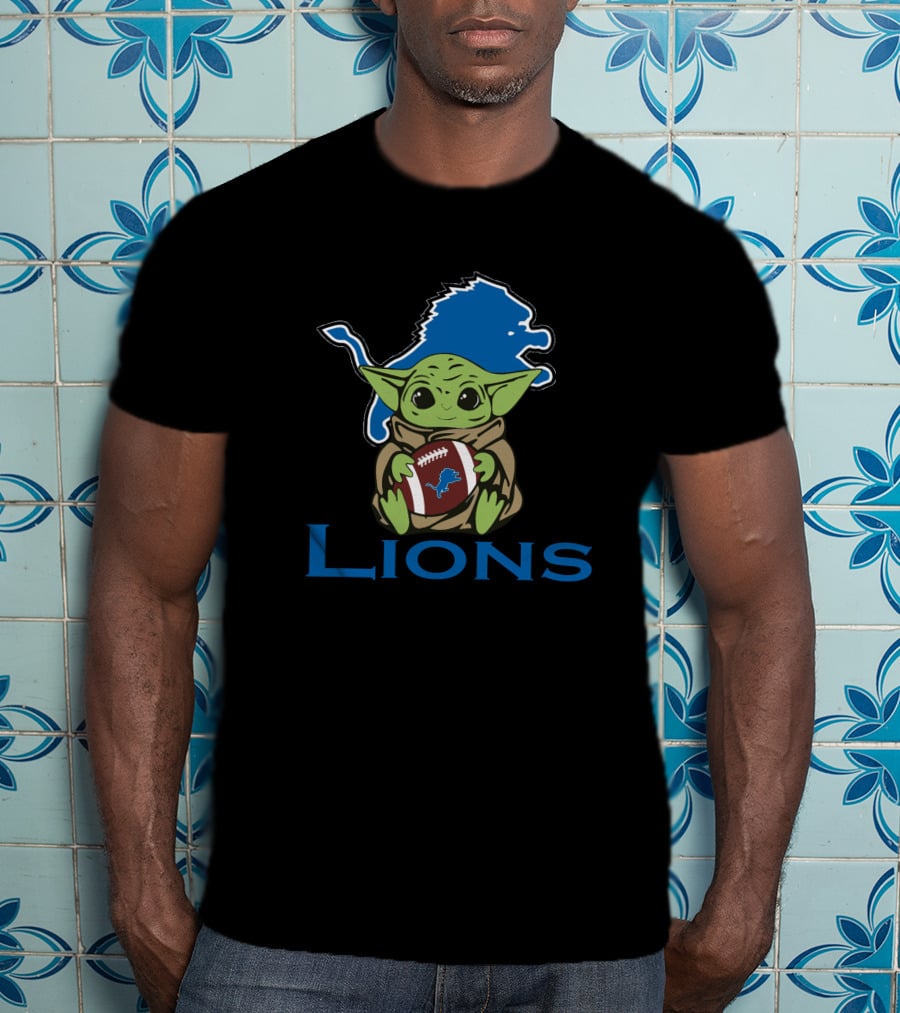 Lions Baby Yoda Football Star Wars Fan T-Shirt