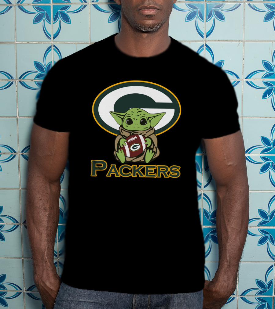 Packers Baby Yoda Star Wars Football Oval T-Shirt