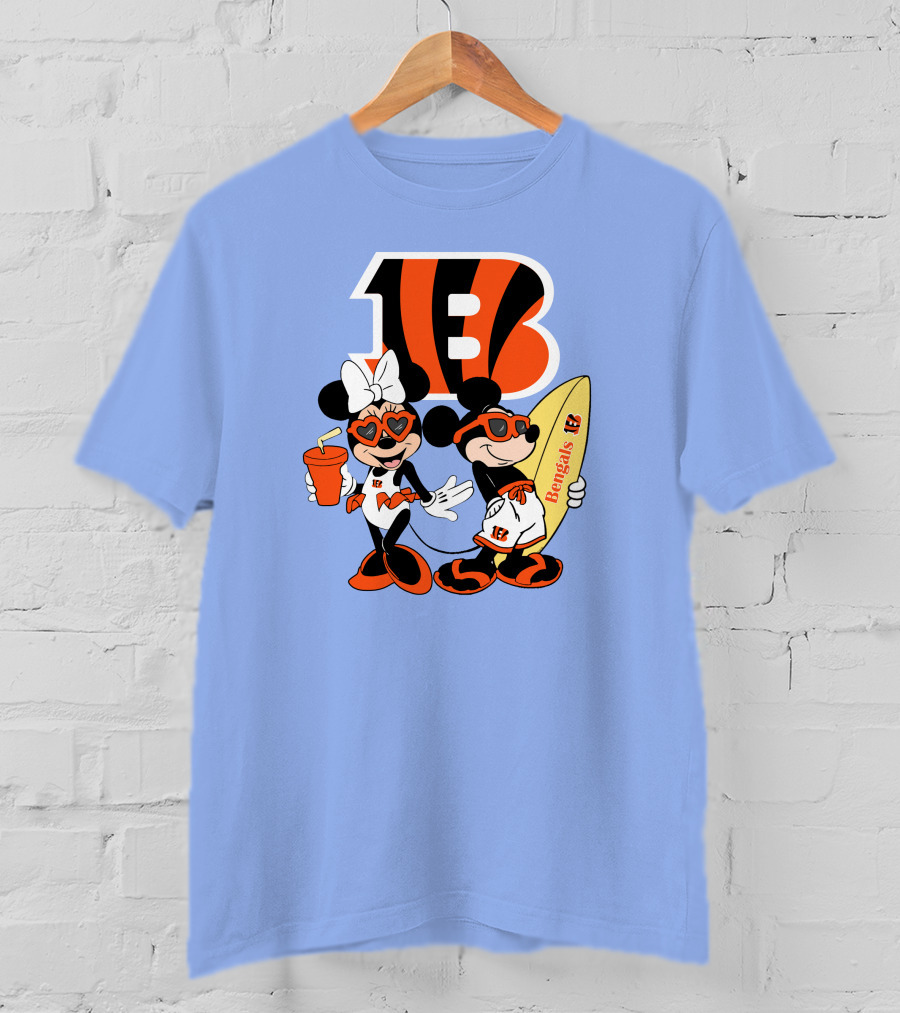 Bengals Mickey And Minnie Vacation Surfer Adventure T-Shirt