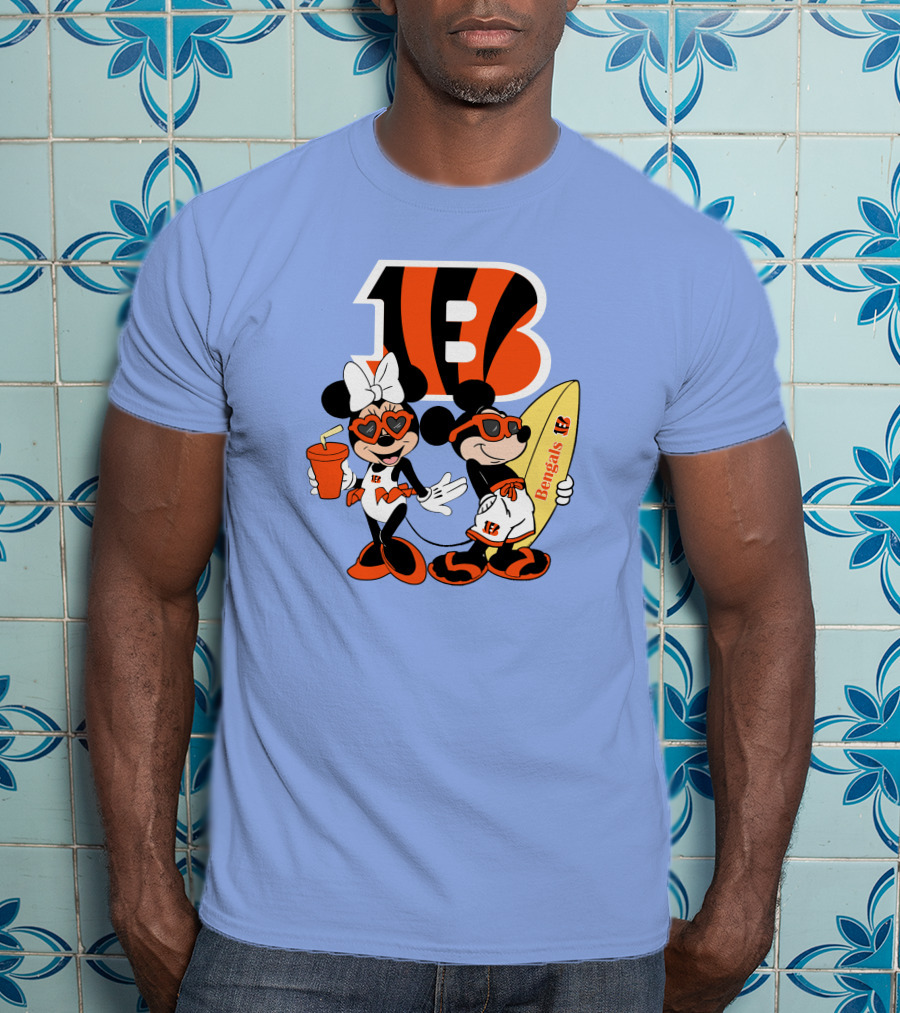 Bengals Mickey And Minnie Vacation Surfer Adventure T-Shirt