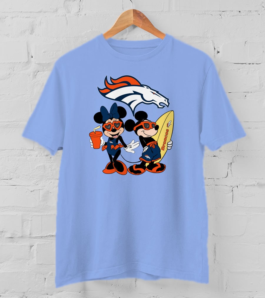 Broncos Mickey Minnie Vacation Surfing Adventure T-Shirt