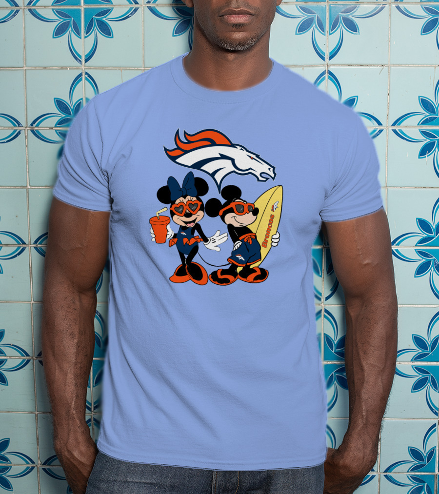 Broncos Mickey Minnie Vacation Surfing Adventure T-Shirt