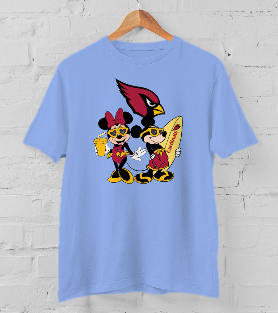 Cardinals Mickey Happy Vacation Surfboarding Fun T-Shirt