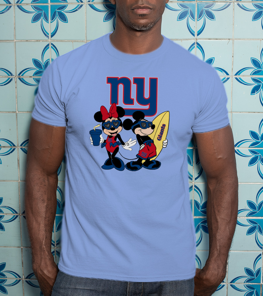 Ny Giants Vacation Mickey Minnie T-Shirt