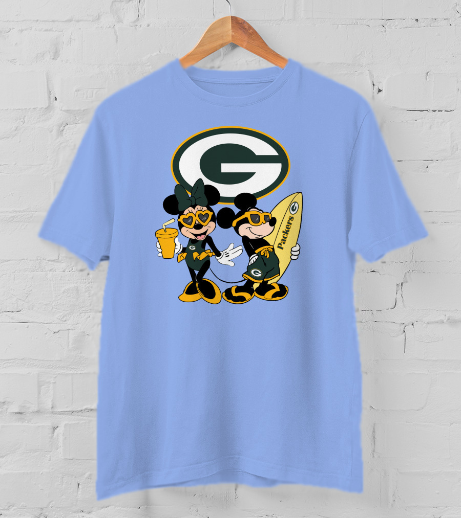 Packers Mickey Minnie Surfing Vacation Fun T-Shirt