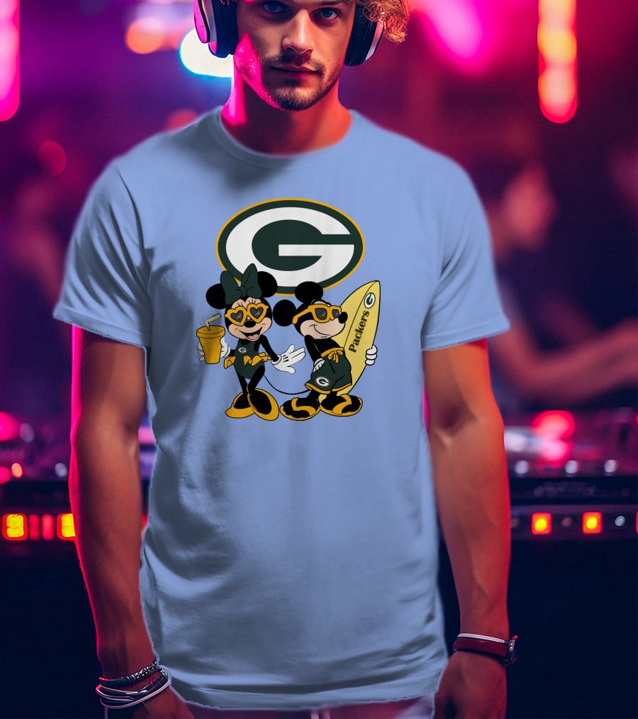 Packers Mickey Minnie Surfing Vacation Fun T-Shirt
