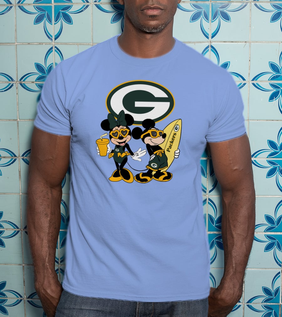 Packers Mickey Minnie Surfing Vacation Fun T-Shirt